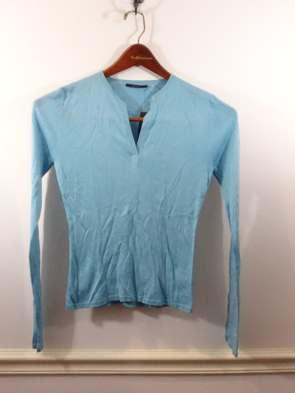 Elie Tahari Colette Silk Cashmere Blend Sweater Size S Turquoise NEW Y2K Slim - Picture 1 of 8